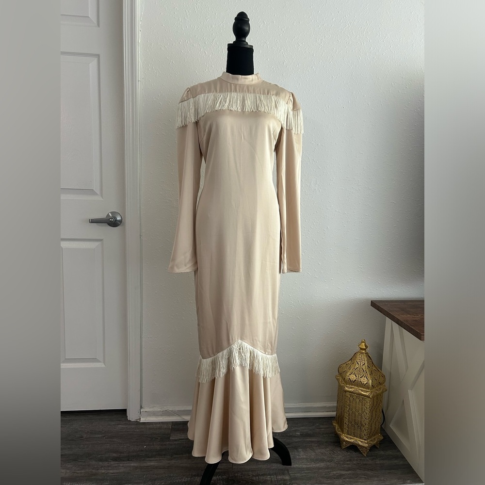 Zahraa the Label Cream Satin Maxi Dress